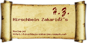 Hirschbein Zakariás névjegykártya
